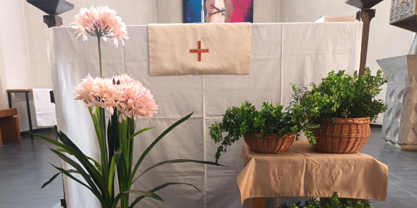 Palmaktion 2026: neue grüne Zweige an unseren Kreuzen erinnern an den Palmsonntag